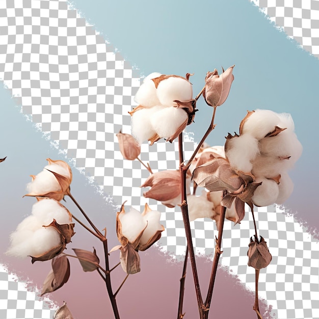 PSD transparent background with cotton flowers