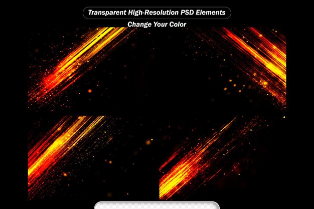 PSD transparent background with golden and shiny lines