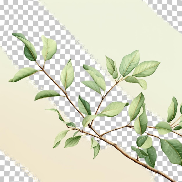 PSD transparent background with a green leaved branch