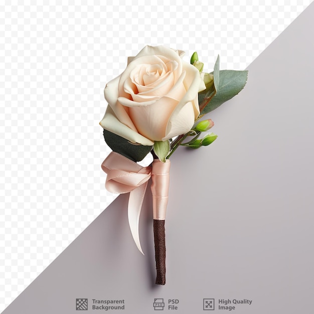 PSD Прозрачный фон с бутоньером жениха с розой