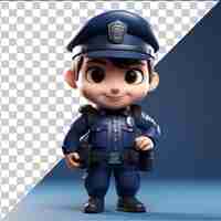 PSD transparent background with isolated 3d police officer cartoon patrolling the streets