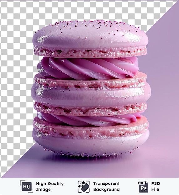 PSD transparent background with isolated amezaiku pink frosted doughnuts on a pink table