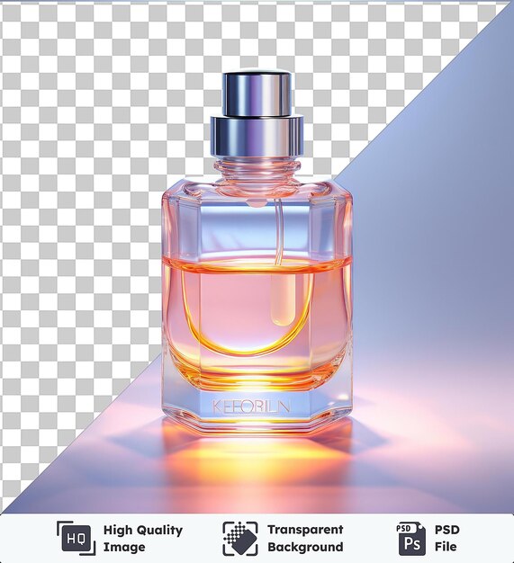 PSD transparent background with isolated bottle of perfume on a table