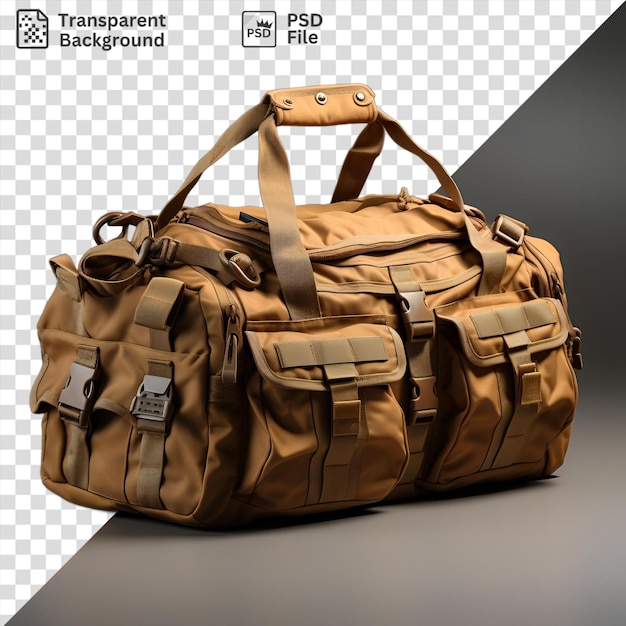 PSD transparent background with isolated brown bag and strap