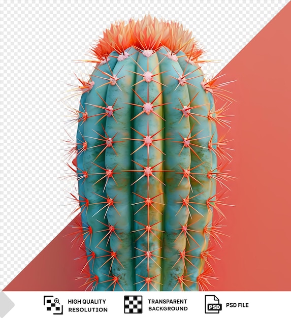 PSD transparent background with isolated cactus on a red background