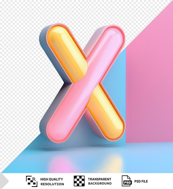 PSD transparent background with isolated check mark and x mark mockup on a blue table accompanied by a yellow candy and a pink wall