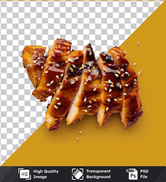 Transparent background with isolated chicken teriyaki on a plate