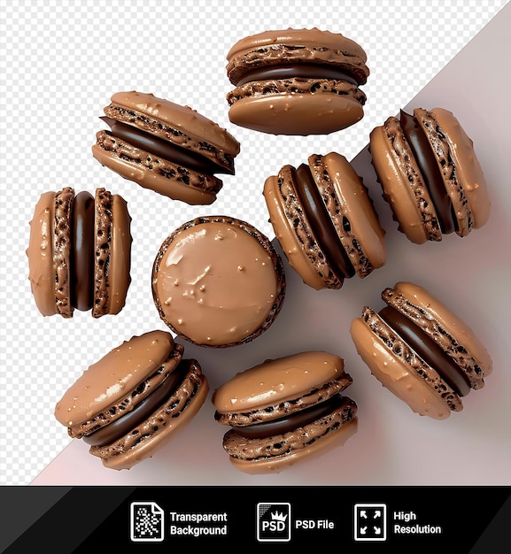 PSD transparent background with isolated chocolate macaroon cake on transparent background with chocolate macaroon cake on a transparent background png