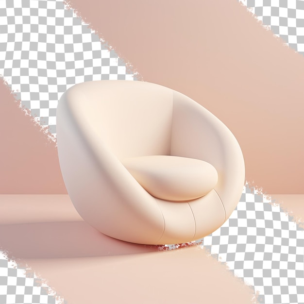 PSD transparent background with an isolated cream chair