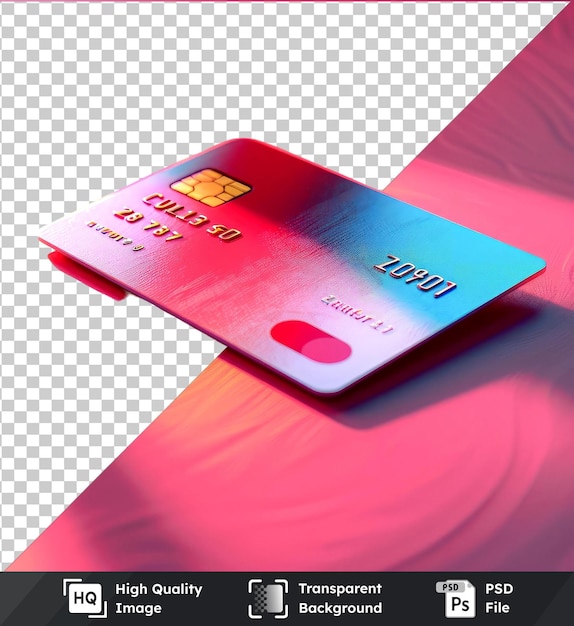 PSD transparent background with isolated credit card mockup on a table