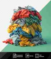 PSD transparent background with isolated dirty laundry that has not been washed is piling up a pile of dirty clothes that have not been washed for many days real life at the end of the year png psd