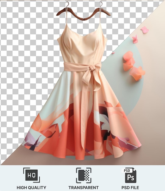 PSD transparent background with isolated dress hanging on a hanger