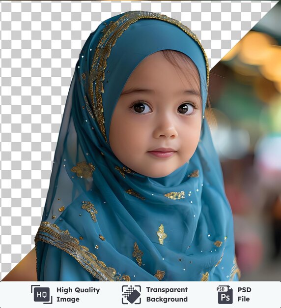 PSD sfondo trasparente con stile di moda isolato piccola ragazza con vestito blu a kuala lumpur malaysia
