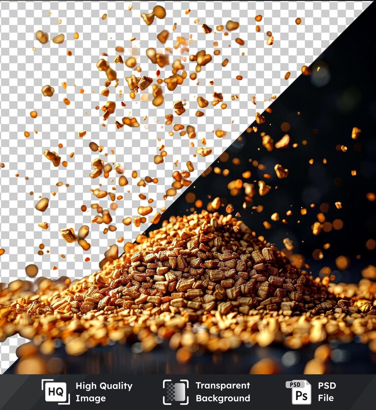 PSD transparent background with isolated fenugreek seeds dried in the sun