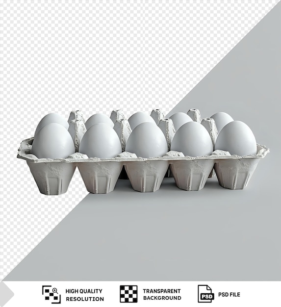 PSD Прозрачный фон с изолированными свежими яйцами в коробке макет коробки для яиц png psd