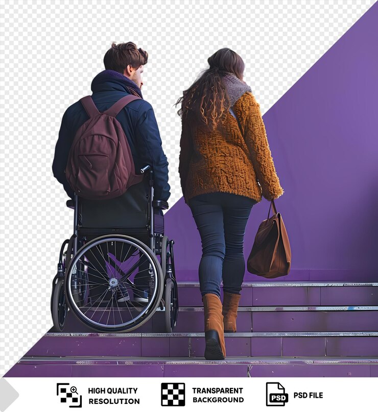 PSD transparent background with isolated inability of a woman in a wheelchair and a man in a wheelchair png