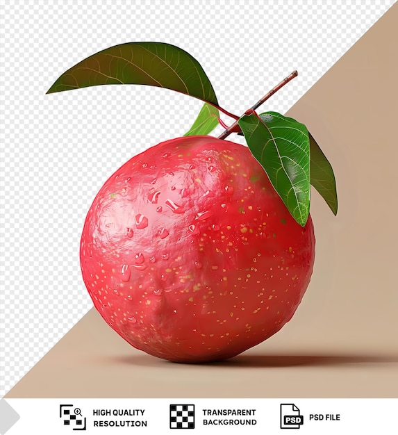 Sfondo trasparente con guava rossa jumbo isolata è una pianta di guava d'acqua rara con frutta dolce densa e tenera toni di pelle rosso scuro png psd