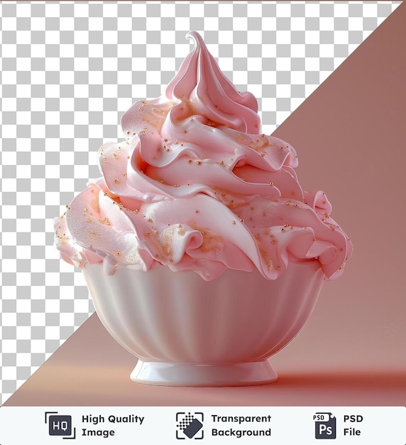 PSD transparent background with isolated kakigori ice cream in a white bowl