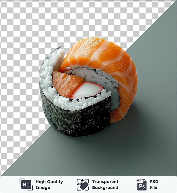 Transparent background with isolated karepan sushi in the shape of a sushi roll