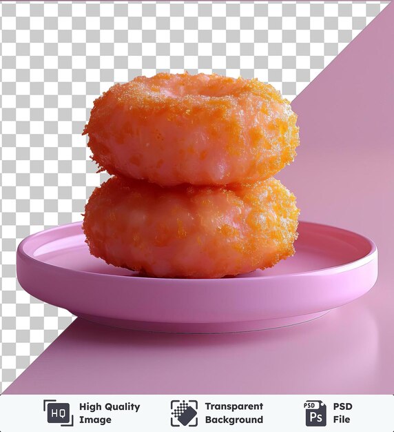 PSD transparent background with isolated korokke doughnuts on a white plate