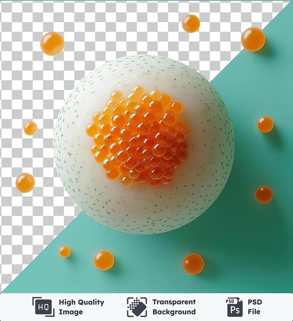 PSD transparent background with isolated kuzumochi egg on a blue table