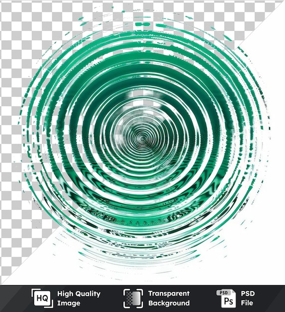 PSD transparent background with isolated neon vector ripples symbol pulse green circles on a isolated background