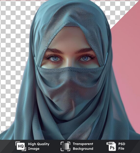 PSD transparent background with isolated ramadan traditional niqab woman in a hijab