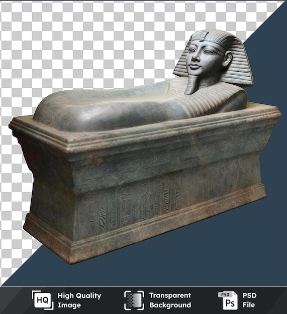 PSD transparent background with isolated realistic photographic egyptologist _ s sarcophagus the egyptian museum