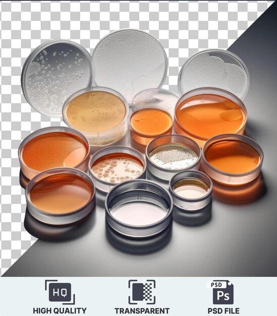 PSD transparent background with isolated realistic photographic immunologist_s petri dishes