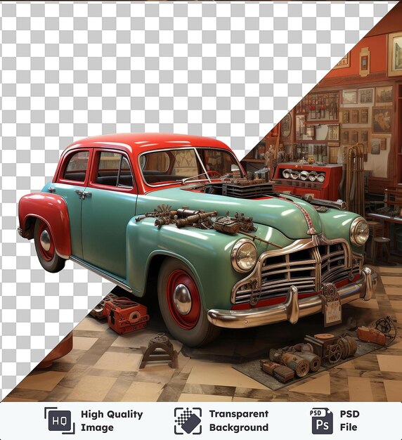 PSD transparent background with isolated realistic photographic mechanic_s car repair