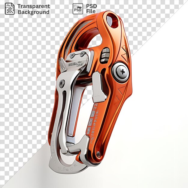 PSD transparent background with isolated realistic photographic mountain climbers carabiner on a isolated background