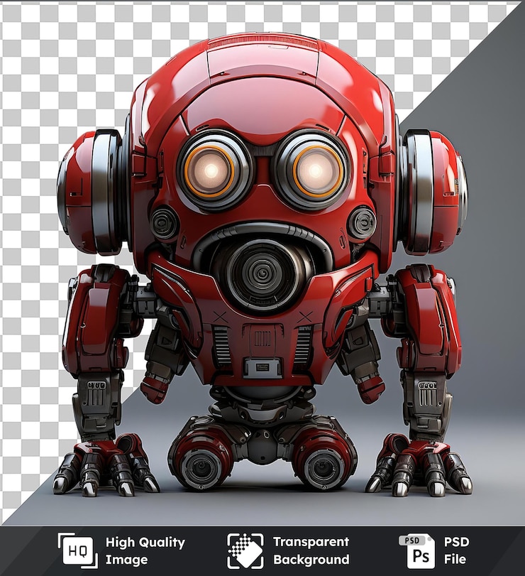 PSD transparent background with isolated realistic photographic robotics engineers robot like head