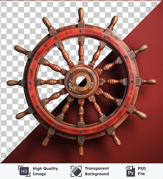 PSD transparent background with isolated realistic photographic sailor _ s ship wheel no image to provide a caption for