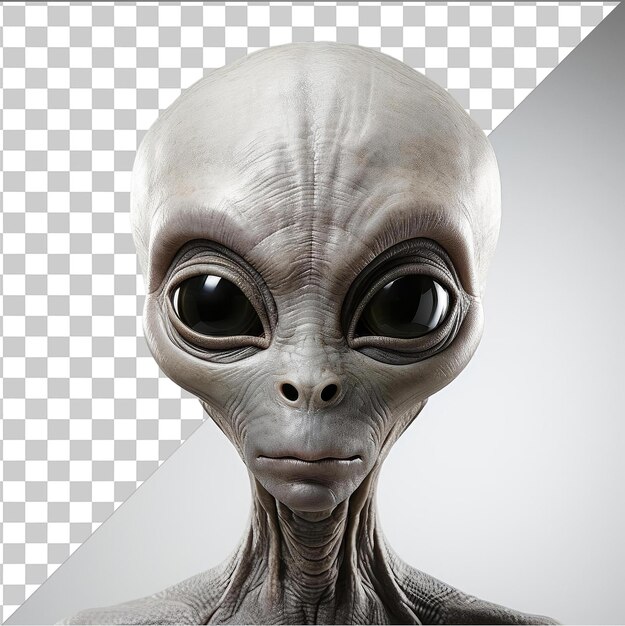 PSD transparent background with isolated realistic photographic xenologist _ s alien artifact this alien looks like its looking directly at the camera