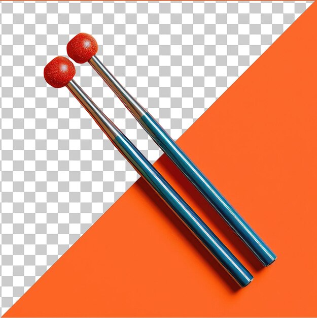 PSD 透明な背景と孤立した現実的な写真 xylophonist _ s mallets 赤いボールをオレンジ色に