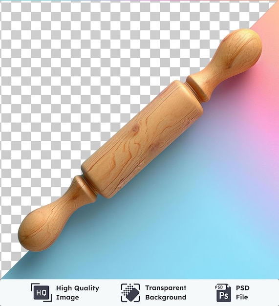 PSD transparent background with isolated rolling pin and wooden handle