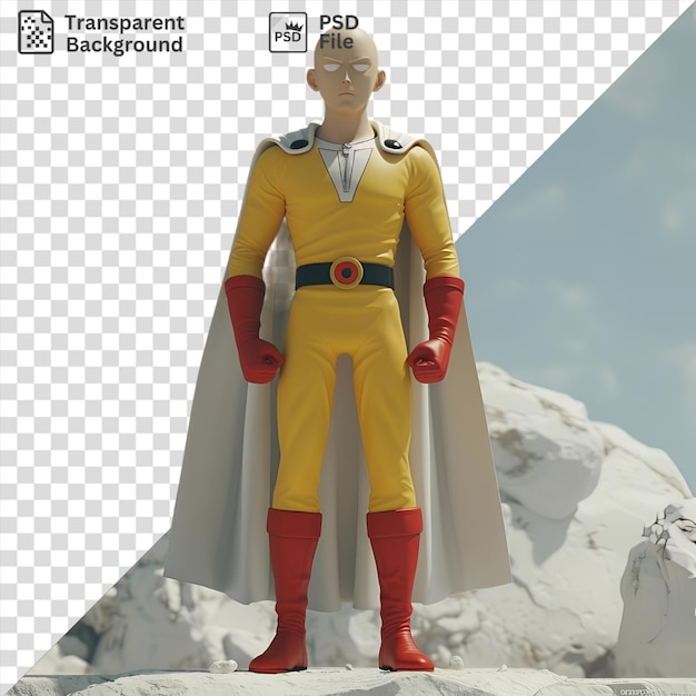 Transparent background with isolated saitama from one punch man action figure