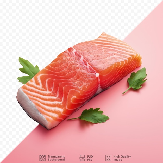 PSD transparent background with isolated salmon meat