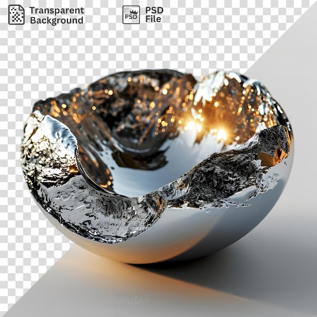 PSD transparent background with isolated a shiny silver nickel and a shiny spoon on a transparent bg