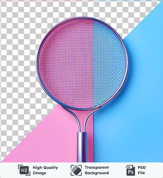 PSD transparent background with isolated sieve tennis racket on a blue background