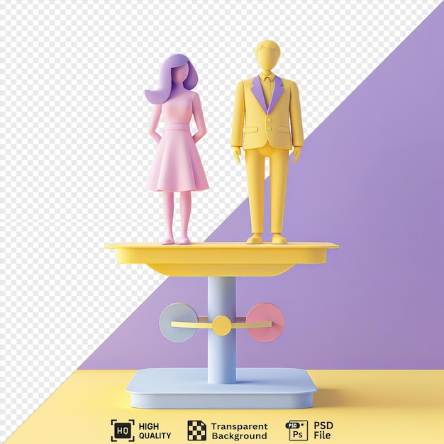 PSD Прозрачный фон с изолированным знаком мужчины и женщины на масштабе макет png psd