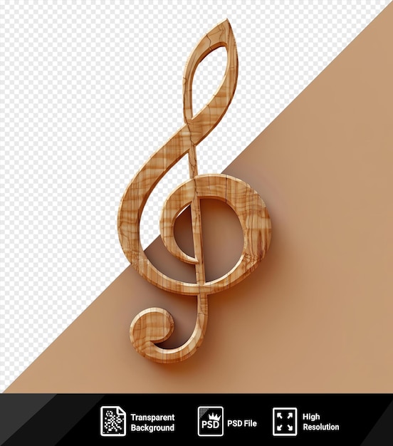 PSD transparent background with isolated treble clef wooden sign on the wall png psd