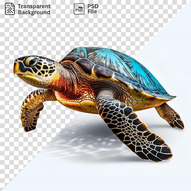 PSD transparent background with isolated turtle on a isolated background