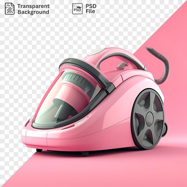 PSD transparent background with isolated vacuum cleaner on a pink background