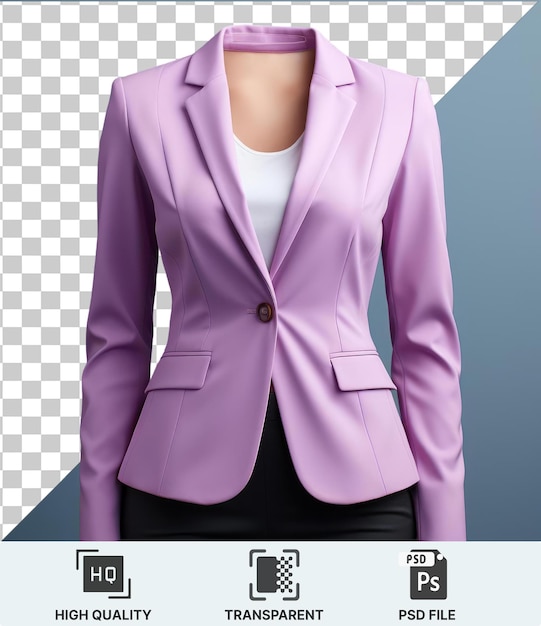 PSD transparent background with isolated a woman wearing a pink jacket and black pants with a pink pocket visible on the left side of the image