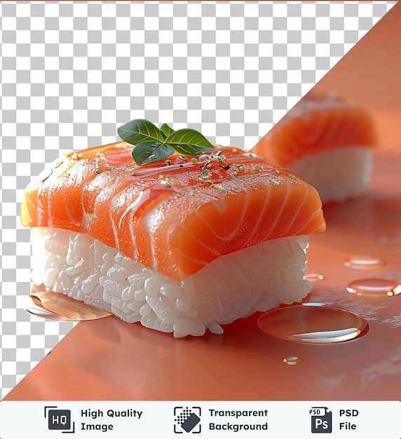 PSD transparent background with isolated yakizakana sushi on a table