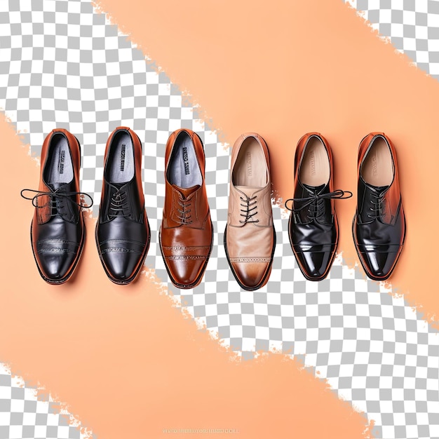 Transparent background with leather dress shoes for men in an office setting