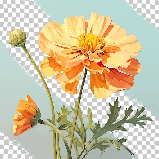 PSD transparent background with marigold flower