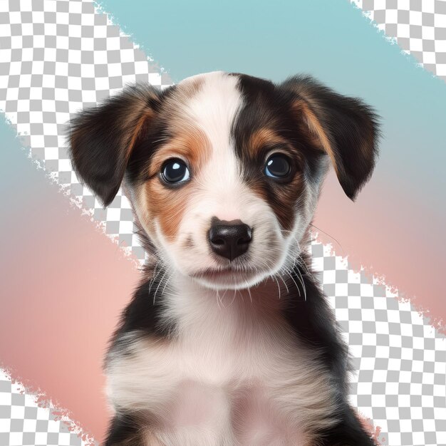 PSD transparent background with mixed breed puppy