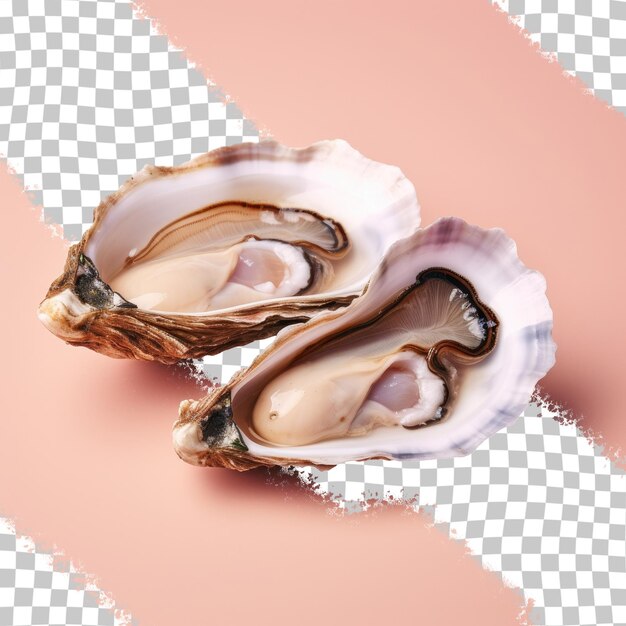 PSD transparent background with oyster half shell and raw seafood